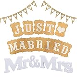 Just Married Girlande,Hochzeitsgirlande Set,MR & MRS Deko Buchstaben Hochzeit,Hochzeitsgirlande,Just Married Hochzeit Deko Set,Just Married Vintage für Deko Hochzeit Auto Tischdeko Brautpaar Zimmerdek