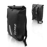 YourVelo - Fahrradtasche für Gepäckträger mit Laptopfach - 25L Volumen - 100% Wasserdicht - Schwarz - als Gepäckträgertasche & Rucksack einsetzbar - Fahrrad Hinten T