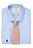 Brook Taverner Herren Chelford Slim Fit Hemd mit Doppelmanschette, blau, Size 16.5
