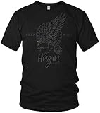 North - Hugin Rabe Valhalla Vegvisir Wikinger Walhalla Vikings Raven nordischer Kompass - Herren T-Shirt und Männer Tshirt, Größe:L, Farbe:Schwarz/Grü