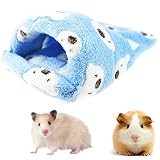 NALCY Hamsterbett für Kleintiere Hamsterhaus, Ratte Hamster Hausbett Winter Warm, Flaum Kleines Haustierbett Schlafsack,Warmes Plüschbett Zimmer Hamsterzubehör-Mittlere Größe (Blau)