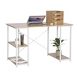 WOLTU TSB31hei Schreibtisch Computertisch Büromöbel PC Tisch Bürotisch Arbeitstisch aus Holz und Stahl, mit Ablage, ca. 120x60x75