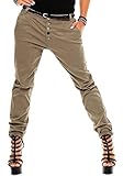 Sublevel Damen Boyfriend Chino Hose LSL-248 inkl. Gürtel Light Brown/Design 09 M