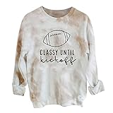 Wave166 Halloween Oversize Pullover Damen Tie Dye Sweatshirt Graphic Druckn Tops Oberteile Casual Rundhals Langamshirt Sportbekleidung Für F