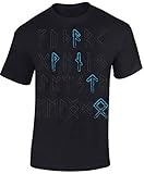 T-Shirt: Wotan Runen - Wikinger Shirt für Herren Damen Mann Männer Frau-en - Norwegen Thor Odin - Nordmänner Norseman Viking-s - Metal LARP Bike-r - Thorshammer Mjölnir - Götter - Geschenk Idee (XL)