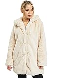 Urban Classics Damen Teddyjacke Plüsch Mantel Fleece-Ladies Hooded Teddy Faux Fur Coat, Offwhite, L