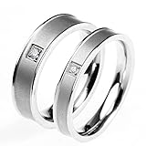 Aotiwe Versprechen Ringe Silber Ringe Zirkon, Weiß Zirkon Runden Rostfreier Stahl Damen 54 (17.2) & Herren 62 (19.7)