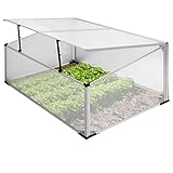 ECD Germany Alu Frühbeet Gewächshaus mit Zweiteiliges Dach, 100x60x40 cm, 0,6m² Fläche, aus transparentem Polycarbonat, witterungsbeständig, Treibhaus Frühbeetkasten T