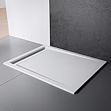 Schulte Duschwanne 90x90 cm, Quadrat extra-flach 2,5 cm, Sanitär-Acryl alpin-weiß, inkl Ablauf mit Rinnenabdeckung weiß und Füß