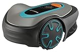 Gardena Sileno Minimo 250 | Rasenmäher Roboter, bis zu 250 m² - Mäht bei Regen und Enge Durchgänge, Bluetooth App, sehr leise, automatisch, Rasenroboter (15201-26), FR/NL-V