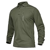 EKLENTSON Herren Langarmpolo Laufshirts Arbeitshemd Slim Fit Jagdhemd Outdoorhemd, Armeegrün-RV