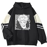 Jujutsu Kaisen Itadori Yuji Hoodie Candy Farbe Cosplay Sweatshirt mit Kapuze Itadori Yuji Farbblockierung Pullover für Männer F