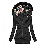 CCOOfhhc Sweatjacke Damen Mit Kapuze Long Kapuzenjacke Sportjacke Outdoor Winterjacke Pulli Oversize Tunika Jacke Mantel Lang Winter Leichte Steppjacke Freizeitanzug Übergangsjack