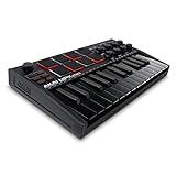 AKAI Professional MPK Mini MK3 Black – 25-Tasten USB MIDI Keyboard Controller, 8 hintergrundbeleuchtete Drum Pads, 8 Regler, Musikproduktion-Softw