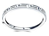MicVivien Geometrische Alte Griechischen Schlüssel Muster Band Ring Für Frauen Damen Mädchen, Griechisch Ornament Design Damen Ringe 925 Sterling Silber, Verstellb