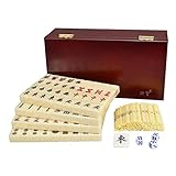 LSF Mahjong Mah Jongg Mini 144 Mahjong Fliesen Set Reisetafel Spiel Chinesische traditionelle Mahjong-Spiele, tragbare Größe und leichtes Gewicht (Size : White teeth27mm)