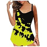 Yoofeiduoduo Tankini Damen mit BüGel Bauchweg Push Up Badebekleidung Sport Einteiler Badeanzug Damen Bademoden Sexy Strandmode Badeanzug figurformend Bademoden Schwimmrock Schwimmk