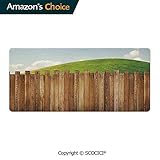 Schreibtisch Pad Office Desktop Protector Gartenzaun aus Holz auf Grünland Pastoral Umgebung mit wolkigen Gummi Schreibtischmatte Blotters Organizer mit komfortabler Schreib