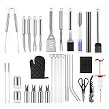 39pcs BBQ Grillbesteck Tool Set Grillset OUTAD Geburtstagsgeschenk für Männer Grillkoffer Grill Zubehör mit Grillmatte Hochwertiger Edelstahl Grillzubehör für Garten und Camping