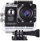 VEMONT 1080p 12MP Action Kamera Full HD 2,0 Zoll Bildschirm 30m/98 Fuß wasserdichte Sports Kamera mit Zubehör Kits für Fahrrad Motorrad Tauchen Schwimmen usw