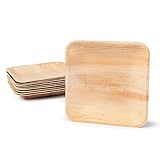 BIOZOYG DTW05369 Einwegteller aus Palmblatt, 25 Stück, eckig, 15x15 cm, kompostierb