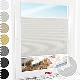 Schuette® Plissee nach Maß mit Bohren ● Thermo Kollektion: Spring Cloud (Grau) ● 70-79 x 80-99cm (Breite x Höhe) ● Suprafix Faltrollo Befestigung ● Bequeme R