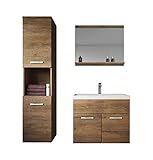 Badplaats B.V. Badezimmer Badmöbel Set Montreal 60 cm Waschbecken Lefkas - Unterschrank Hochschrank Waschtisch Möb