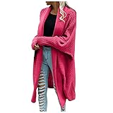 AGOUWUCHE Damen Strickjacke Lang Vorne Offen Sweater Cardigan Langarm Strickjacke Chunky Knit Pullover Einfarbig Casual Outwear Herbst Winter Mantel Jacke Top