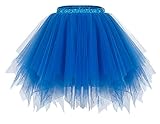 bridesmay Damen Tüll Rock Petticoat Unterrock Kurz Ballett Tutu 50er Rockabilly Tütü Mini Rock Karneval Kostüm Crinoline Royal Blue M