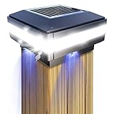 Solar Pfostenkappen Licht, GEYUEYA Home Solarlampe Außen Solar Zaunpfosten Lampe Solar Säulenlampe Landschaft Lampe IP65 Wasserdicht für hölzerne Pfosten, Plattform, Patio, Zaun beleuchtung