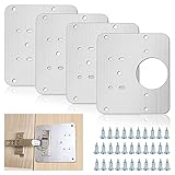 Scharnier Reparaturplatte, Schrank Scharnier Reparatur Platte mit Loch und Schrauben, Küche Schrank Tür Scharnier Reparatur Platte, für Schrank Möbel Edelstahl Platte Reparatur Zubehör (4PCS)