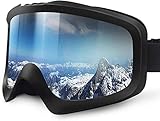 Karvipark Skibrille, Ski Snowboard Brille Brillenträger Schibrille Verspiegelt, Doppel-Objektiv OTG UV-Schutz Anti Fog Snowboardbrille Damen Herren Kinder für Skifahren Snowb