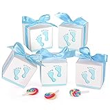 Geschenkbox, XiYee 50 Stück Süßigkeit Kästen Gastgeschenk Box, Boxen für Süßigkeiten mit Band für Neugeborene Babydusche, Pralinenschachtel für Kinder Geburtstag, Hochzeit, Taufe Geburt Party