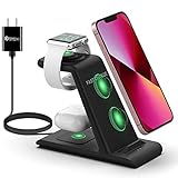 Kabellose Ladestation für Apple Produkte 3 in 1 QI Wireless Charger Stand Dock Kompatibel mit Apple Watch AirPods Pro/2 iPhone 12/11/Pro Max/X/XS/XR/8 Mehrere Geräte Schnelles kabelloses L