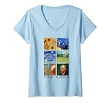 Damen Van Gogh Gemälde, Sonnenblumen, Sternennacht, Selbstporträt T-Shirt mit V