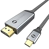 USB C auf HDMI Kabel 4K, [Vergoldete Stecker, Geflochten, Aluminiumhülse], WARRKY Thunderbolt 3/USB Typ C zu HDMI Kabel Kompatibel mit MacBook Pro/Air, Neu iPad, iMac, Galaxy S10 S9, XPS 13 15-1,8