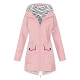 PMDKLSPQ Damen Regenjacke Leicht Jacke mit Kapuze Lang Windbreaker Wasserdicht Kapuze Übergangsjacke Atmungsaktiv Outdoorjacke Winddicht Mantel für Frühling Herbst Übergangsjacke Hooded Jack