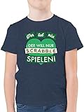 Scrabble Jungen - Der TUT nix - Scrabble - Herz - 164 (14/15 Jahre) - Dunkelblau Meliert - Spruch - F130K - Kinder Tshirts und T-Shirt für Jung