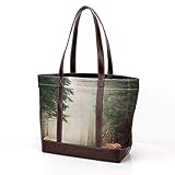 Laptop-Tasche mit Wildtier-REH im Nebelwald Bedruckt, Tragetasche Schultertaschen Casual Canvas Business Work Tote Bag Aktentasche für Computer Schule Büro Color1