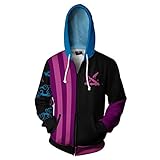 Shuihua - Kapuzenpullover Jinx Cosplay Hoodie, Anime Game 3D Printing Hoodys Zipper-Jacke (Color : Purple, Size : XXXXL)