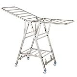 Bineiv Wäscheständer für Lange wäsche,Wäscheständer Turm mobiler wäschetrockner, Kleiderständer mit 4 Rollen und rausnehmbaren faltbar Stabiler, Trockenständer wäscheturm klappb