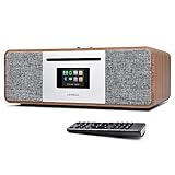 LEMEGA MSY5 All-in-One-Musiksystem, CD-Player, DAB/DAB+/FM-Radio, Internet-Radio, Spotify Connect, Bluetooth, Holzbox, Stereo-Sound, USB-Aufladung, Uhr & Alarm, Fernbedienung & App-Steuerung, W