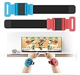 ANTCOOL Armbänder Armband Kompatibel mit Nintendo Switch Just Dance 2020 2019 Burn It Up, 2er Pack Armband verstellbar elastisch Beinbefestigung Abenteuer Fitness verstellbar elastisch - Rot & B