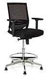 hjh OFFICE 657550 Arbeitsstuhl Counterstuhl TOP Work 77 Stoff/Netz Schwarz Bürostuhl hoch, ergonomisch, Stuhl & Fußstütze höhenverstellb