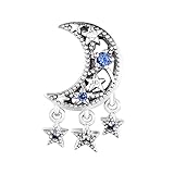BAKCCI 2021 Winter Weihnachten Stern & Halbmond Charm Bead 925 Silber DIY passt für Original Pandora Armbänder Charm Modeschmuck