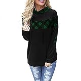 Hoodie Damen Kapuzenpullover Herbst Winter Frauen Freizeit Sport Langarm Sweatshirt Streetwear Kapuzenpulli Tops Warm Pullover V-Ausschnitt Kapuzenpullover Knopfleiste Ausschnitt Lose Casual Ob