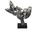 Exklusive Deko Büste Skulptur Dekofigur aus Kunststein in Antik Silber Höhe 37 cm Breite 34