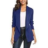 GOKOMO Damen Elegant Einfarbiger Blazer Herbst Oberteile Mantel Schlank Freizeit Warm Elegant Herbst Jacke Warm Langarm Jacke Damen Stilvoll Mantel Neue Damenbekleidung(XL,Navy)