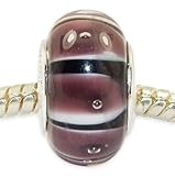 Andante-Stones Silber Murano Glas Bead Schwarz Braun Weiß Element Kugel für European Beads + Organzasäck