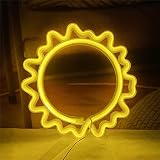 QiaoFei Sonne Neon Schild Lichter LED Schilder mit USB oder batteriebetriebene Dekoration für Kinderzimmer Schlafzimmer Bar Restaurant Spielzimmer Weihnachten Valentinstag Party LED Licht Gelb